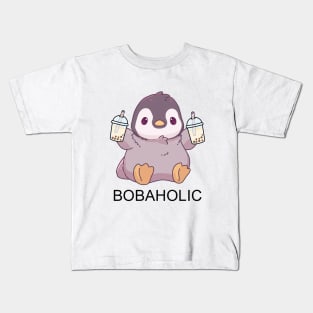 Bobaholic Pengu Needs Help! Kids T-Shirt